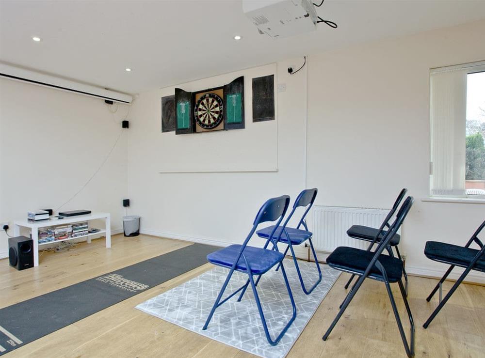 Cinema/games room with projector, pool table and dart board at Glas Mordros in Carbis Bay, Cornwall