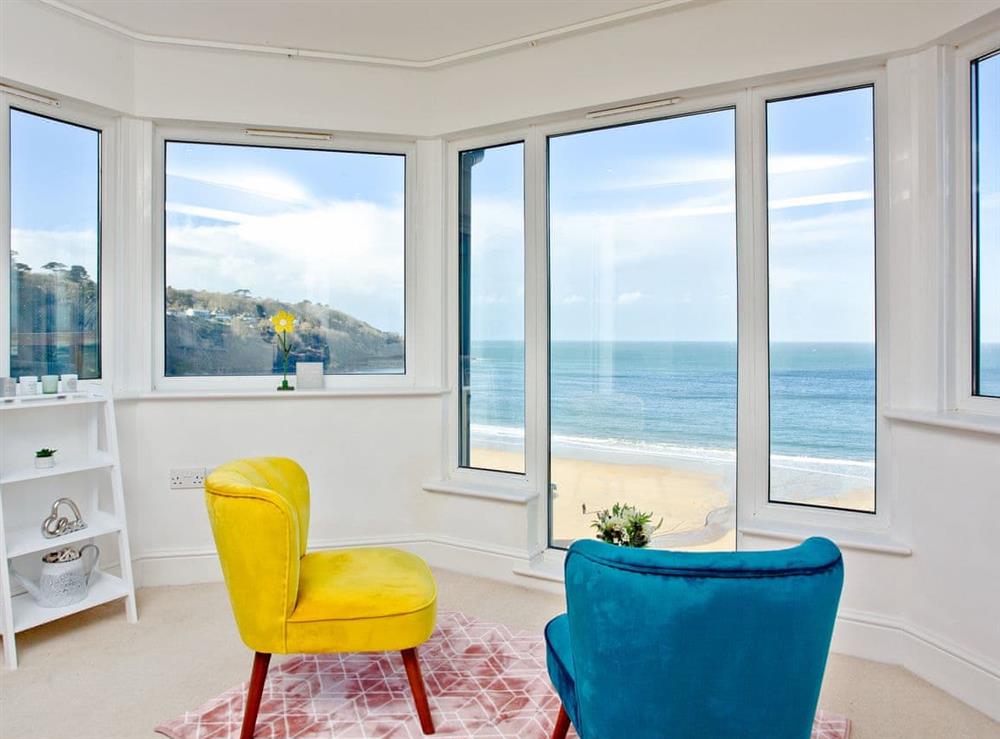 Relaxing living area at Glas Mordros in Carbis Bay, Cornwall
