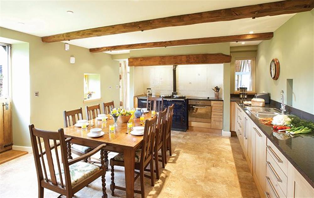 Large breakfasting kitchen with four oven Aga at Glassonby Old Hall, Glassonby