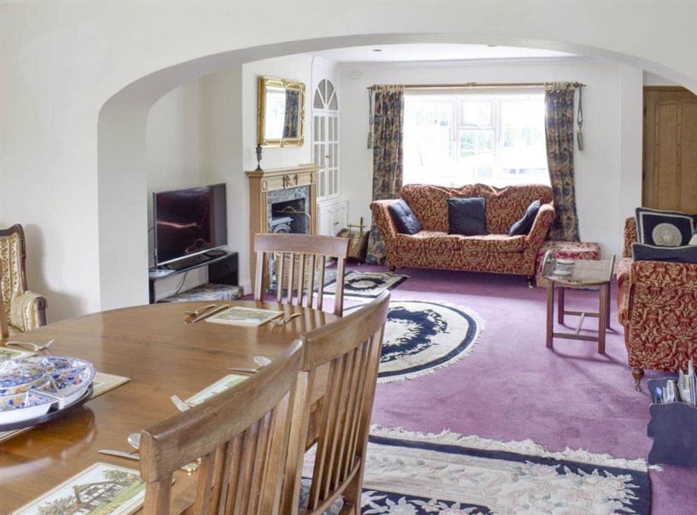 Light and airy living and dining room at Glebe Farm Cottage in Hornby, North Yorkshire