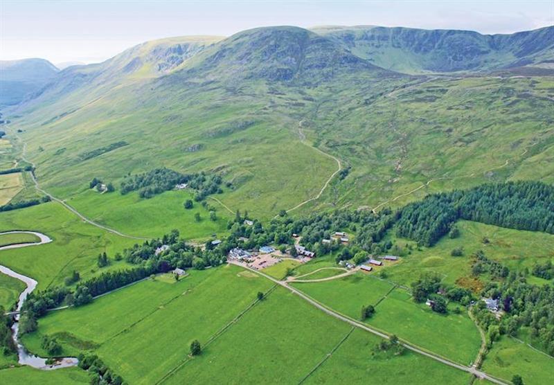 Aerial park view at Glen Clova Lodges in Nr Kirriemuir, Southern Highlands