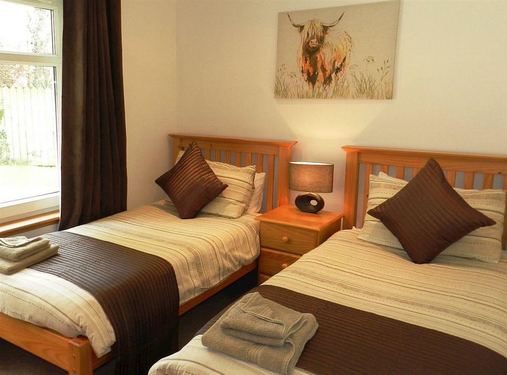 Twin bedroom at Glen Rosa Lodge in Brodick, Isle of Arran, Scotland