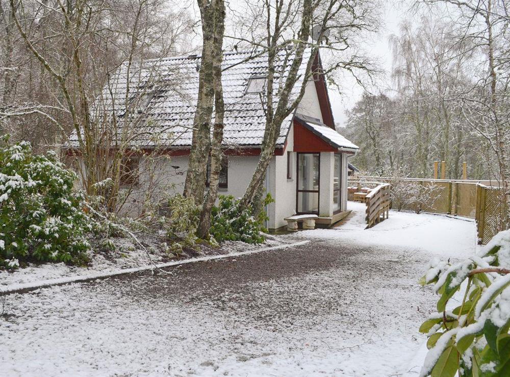The retreat in snowfall at Glen View in Balnain near Drumnadrochit, Inverness-Shire