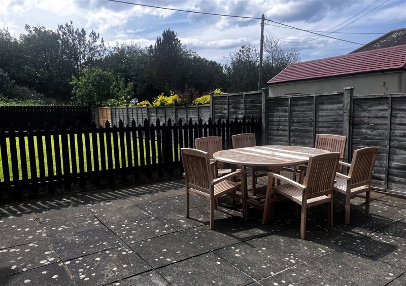 Enjoy a cup of tea on the patio at Glenavon, Seahouses