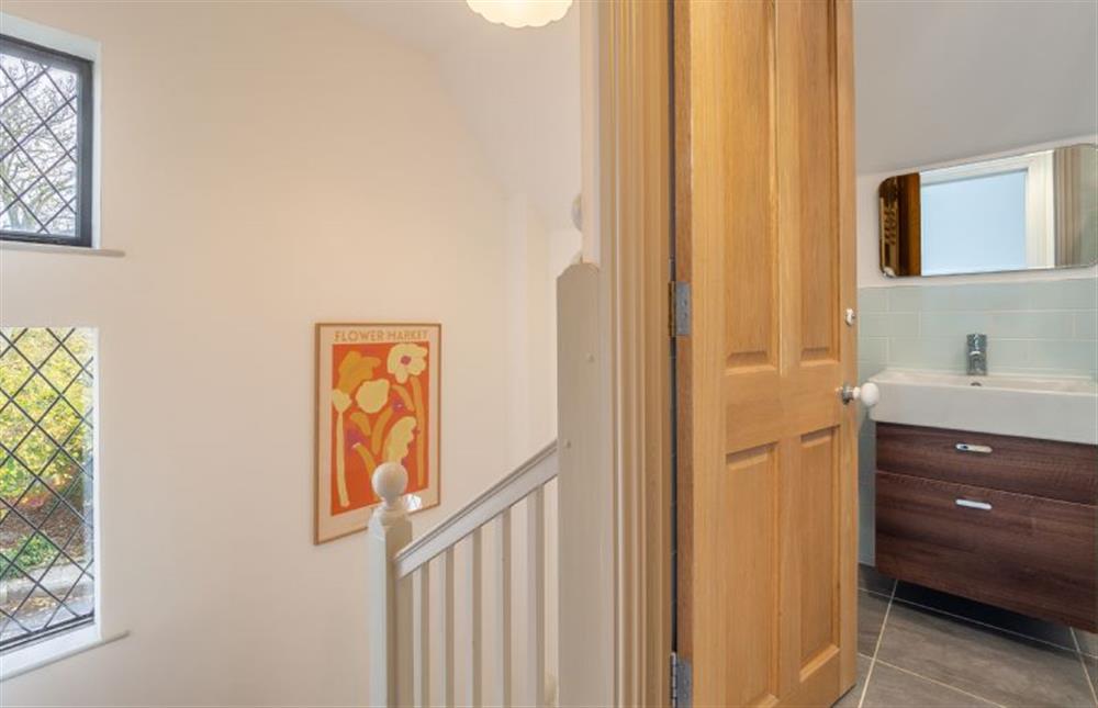 Stairs and views of family bathroom at Glencairn House, Thorpeness
