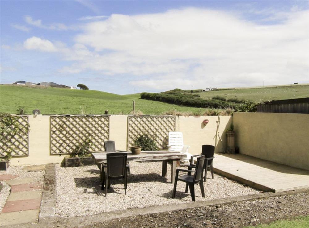 Peaceful patio overlooking panoramic views at Glencroft in Portpatrick, near Stranraer, Dumfries and Galloway, Wigtownshire