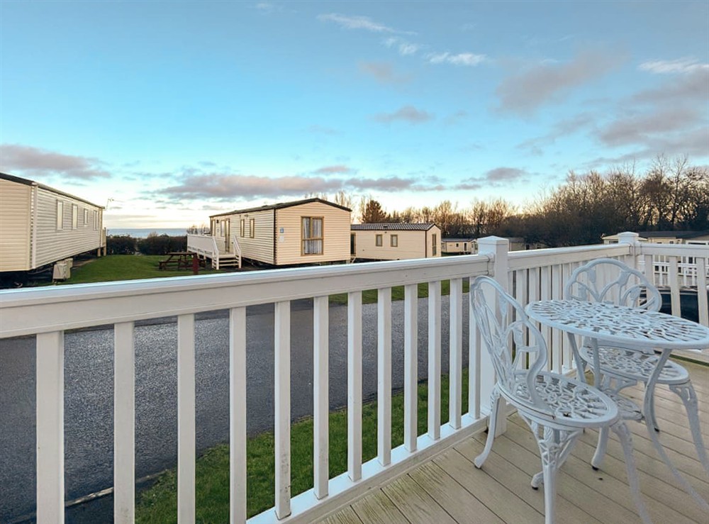 Sitting-out-area at Glencross Golf Village in Dunure, near Ayr, Ayrshire