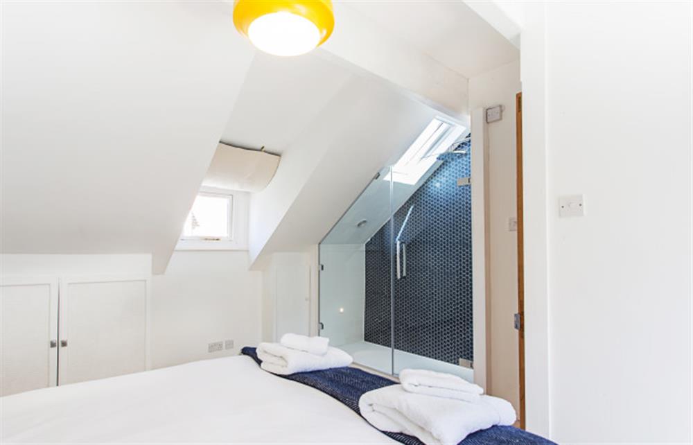 Another look at the master bedroom with walk-in shower in room at Glenleigh, Salcombe