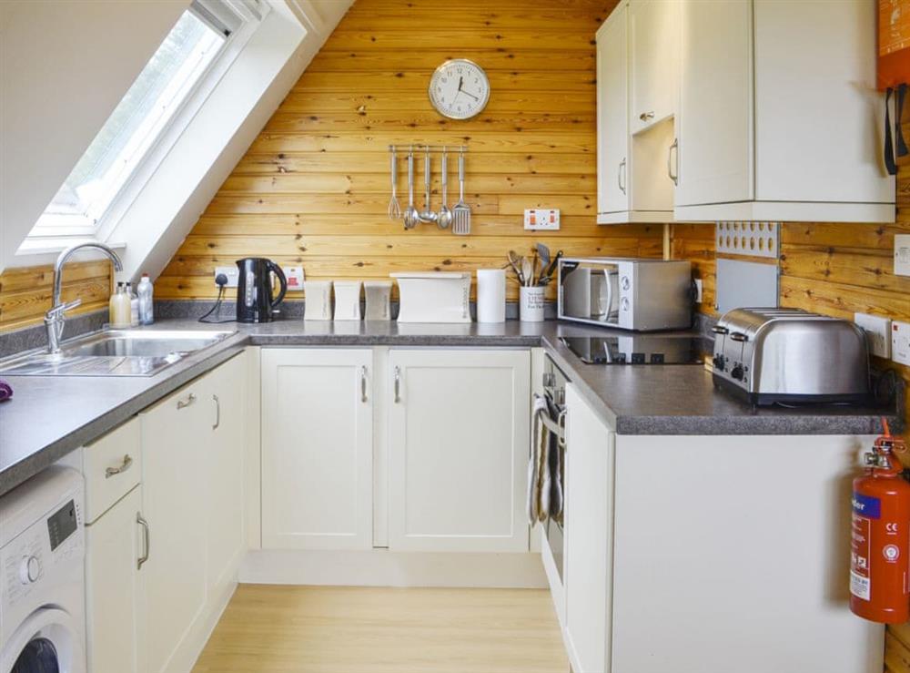 Well-fitted and well-equipped kitchen at Glenlivet View in Glenlivet, near Dufftown, Highlands, Banffshire