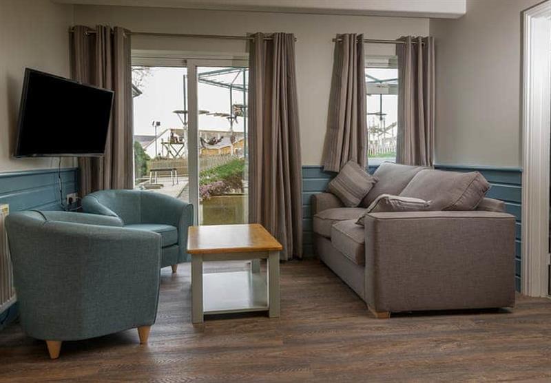 Living room in the Shoreline Apartment 3 PF at Golden Coast Holiday Park in Woolacombe, Devon
