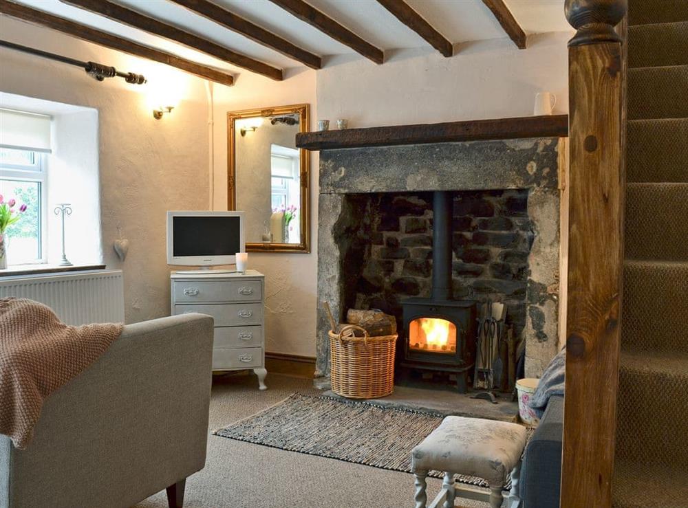 Warm and toasty living room with wood burner (photo 2) at Golf Cottage  in Chapel-en-le-Frith, near Buxton, Derbyshire