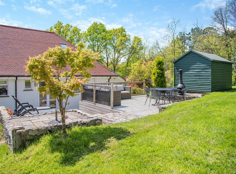 Sitting-out-area at Gorse Hill in Boldre, Hampshire