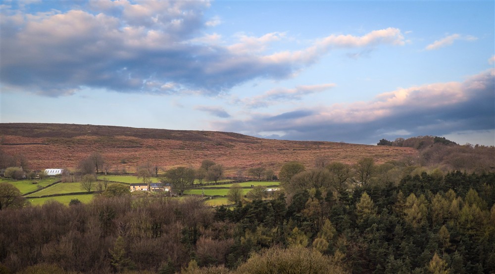 The area surrounding the Greenwood Farm cottages, Derbyshire at Gorsey Bank Barn in Hope Valley, Derbyshire