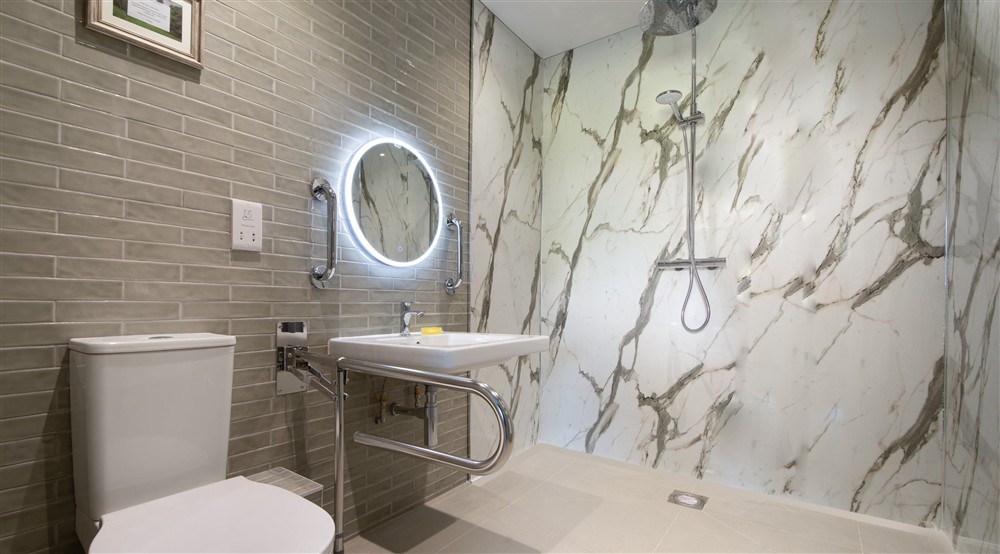 The ensuite shower room at Gorsey Bank Barn in Hope Valley, Derbyshire