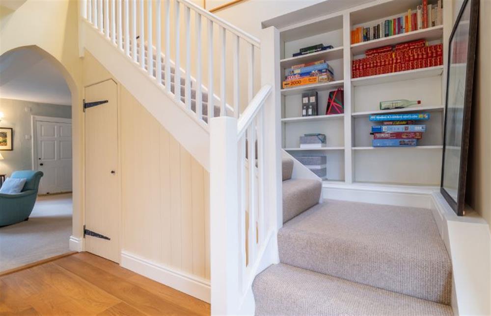 Stairs from open-plan living area at Gothic House Cottage, Clare