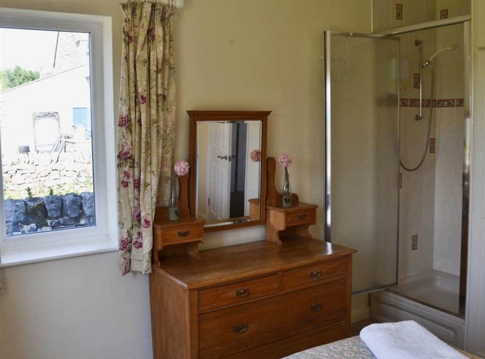 Double bedroom with shower cubicle at Goulday in Chelmorton, near Buxton, Derbyshire