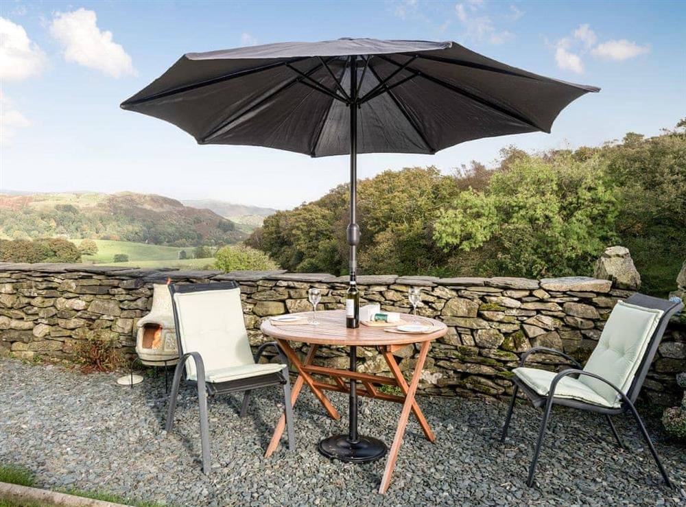 Inviting sitting-out-area at Gowan Bank Farm Cottage in Ings, near Windermere, Cumbria