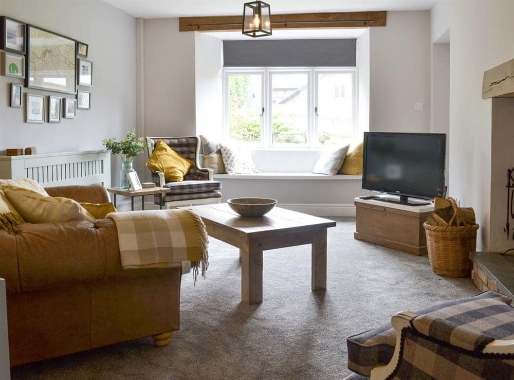 Stylish living room at Grace Cottage in High Bickington, near Great Torrington, Devon