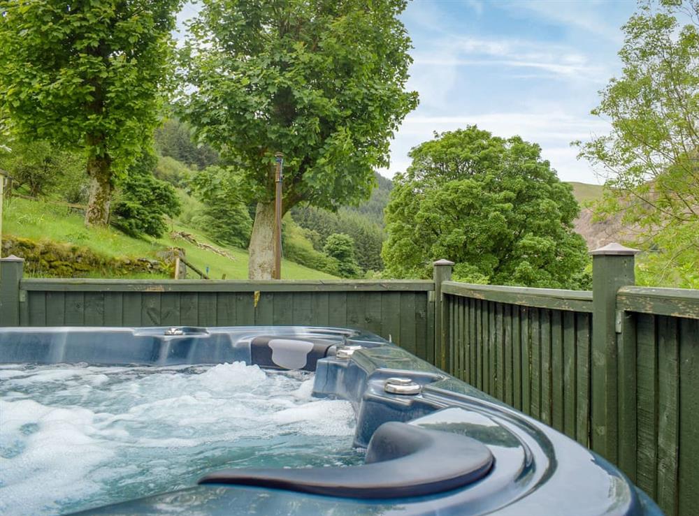 Hot tub at Graig Las Holiday Cottages- The Barn in Llangynog, near Welshpool, Powys