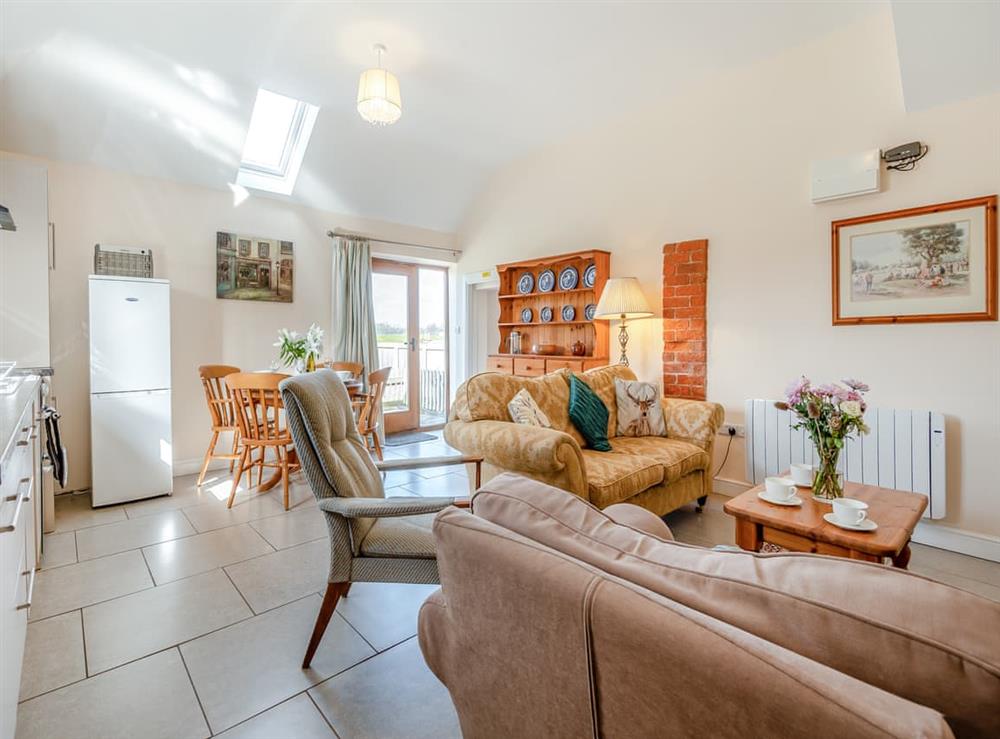 Open plan living space at Granary Cottage in Westbury, near Shrewsbury, Shropshire