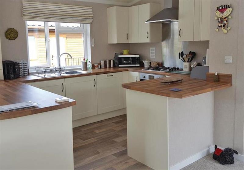 The kitchen in the Luxury Lodge Plus at Grand Eagles Lodges in Nether Coul, Auchterarder