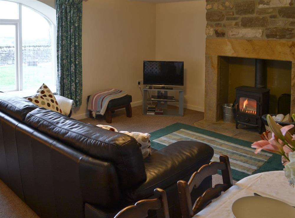 Cosy living room with wood burner (photo 2) at Grangemoor Barn in Scots Gap, near Morpeth, Northumberland