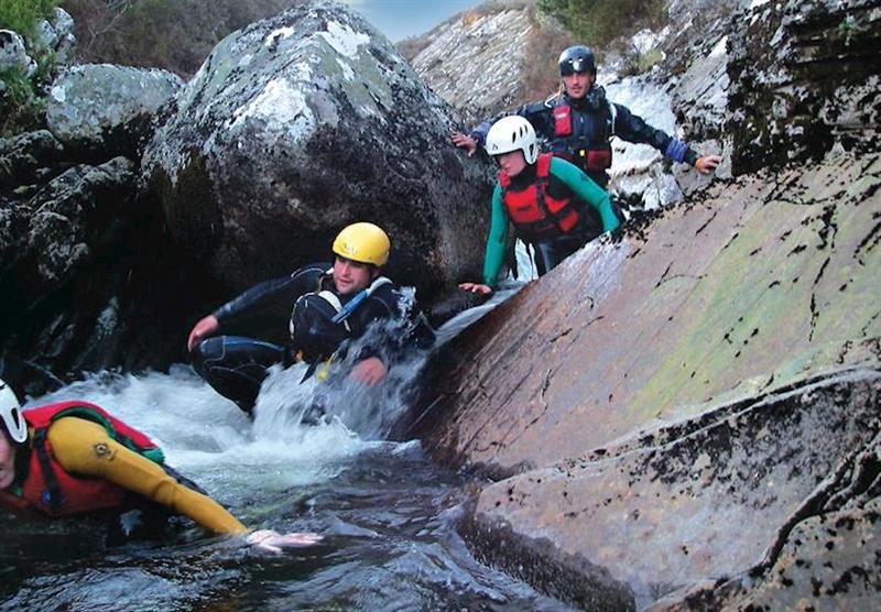 Gorge walking at Great Glen Water Park in Inverness shire, Scotland