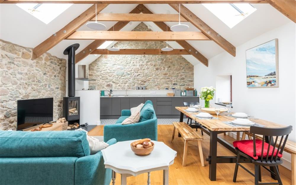 The stunning kitchen/living/dining  at Great Palstone Barn in South Brent