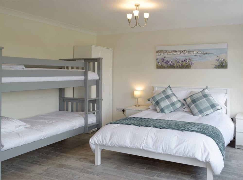 Ground floor bedroom with king and bunk beds at Green Acres in St Dogmaels, near Cardigan, Cardigan, Dyfed