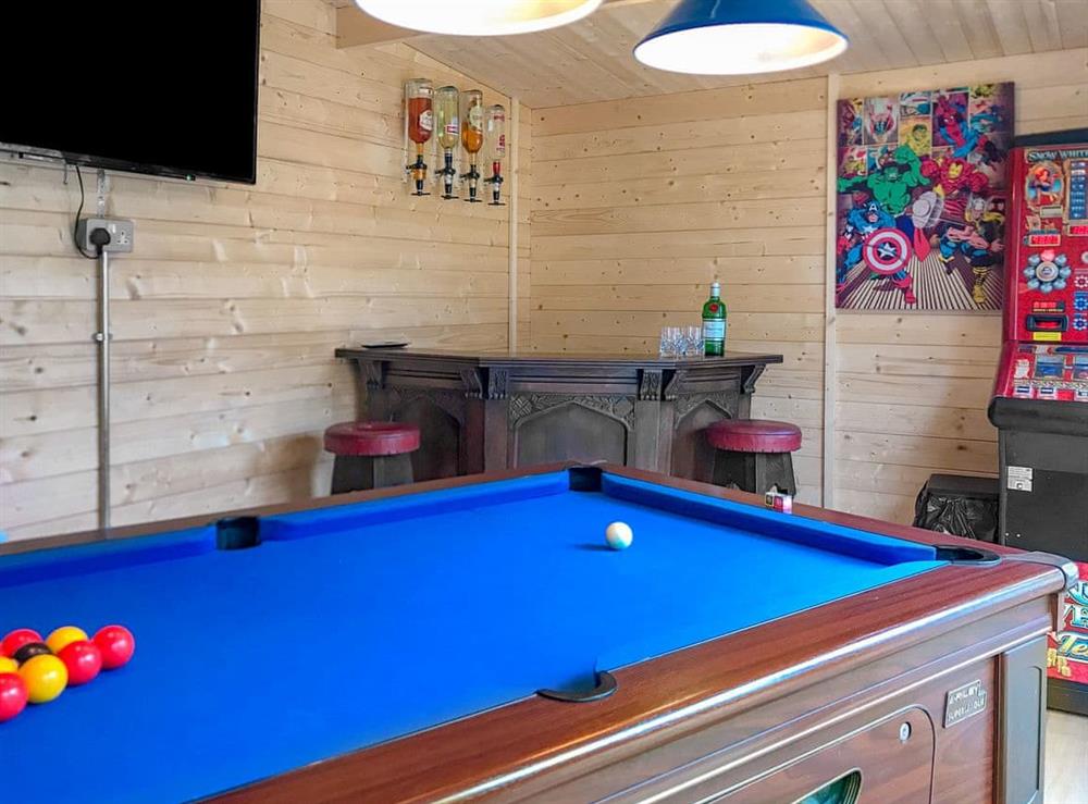 External games room with pool table, fruit machine and Freeview TV at Green Haven in Narberth, Pembrokeshire, Dyfed