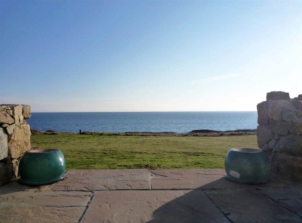 Wonderful views from the patio at Greenbanks in Chesil Beach, near Abbotsbury, Dorset