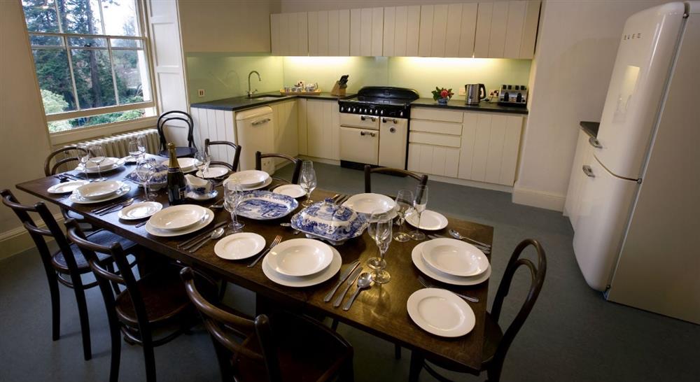 The kitchen and dining area at Greenway Apartment in Nr Brixham, Devon
