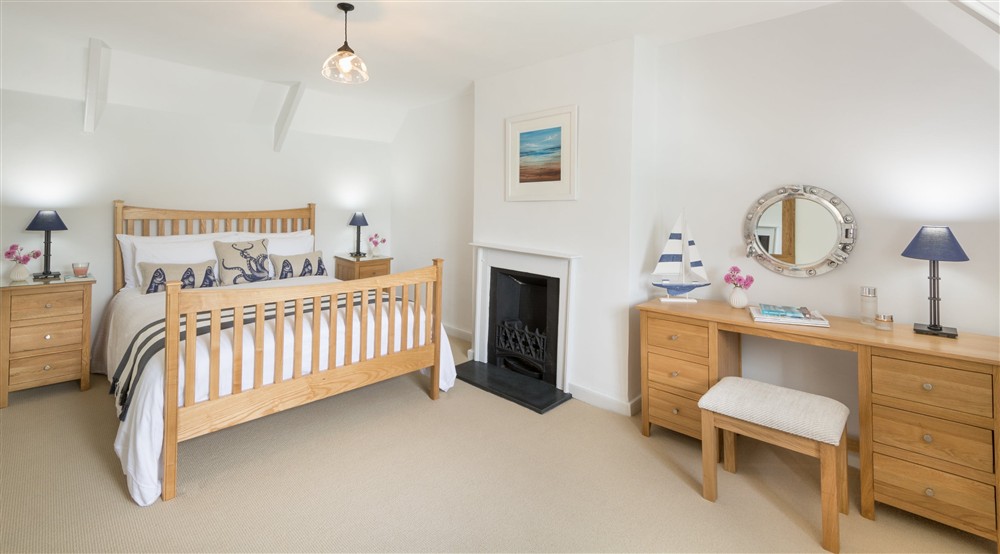 One of the double bedrooms at Greenway Ferry Cottage in Nr Brixham, Devon