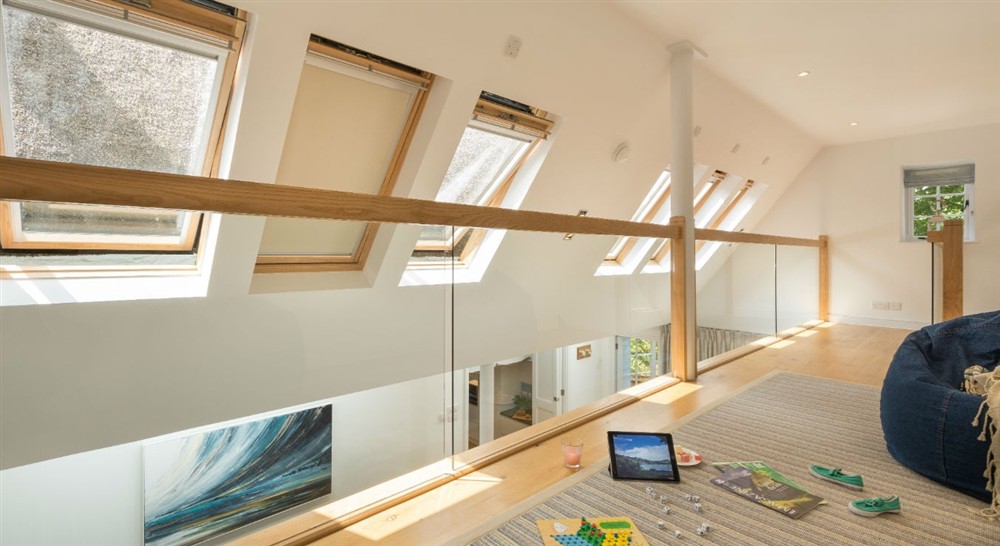 The bright mezzanine at Greenway Ferry Cottage in Nr Brixham, Devon