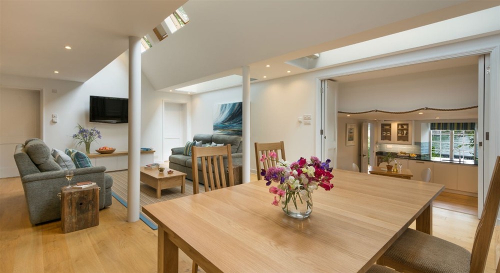 The large open plan sitting area at Greenway Ferry Cottage in Nr Brixham, Devon