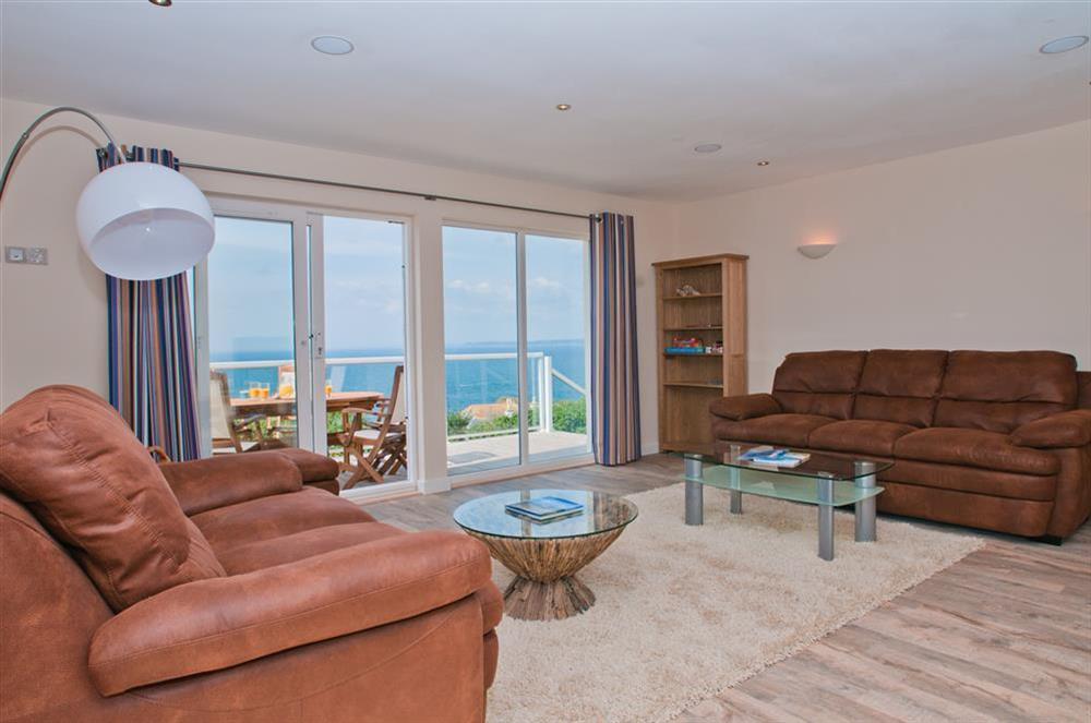 Spacious, light and sunny sitting room with lovely views at Greystone in Hope Cove, Kingsbridge