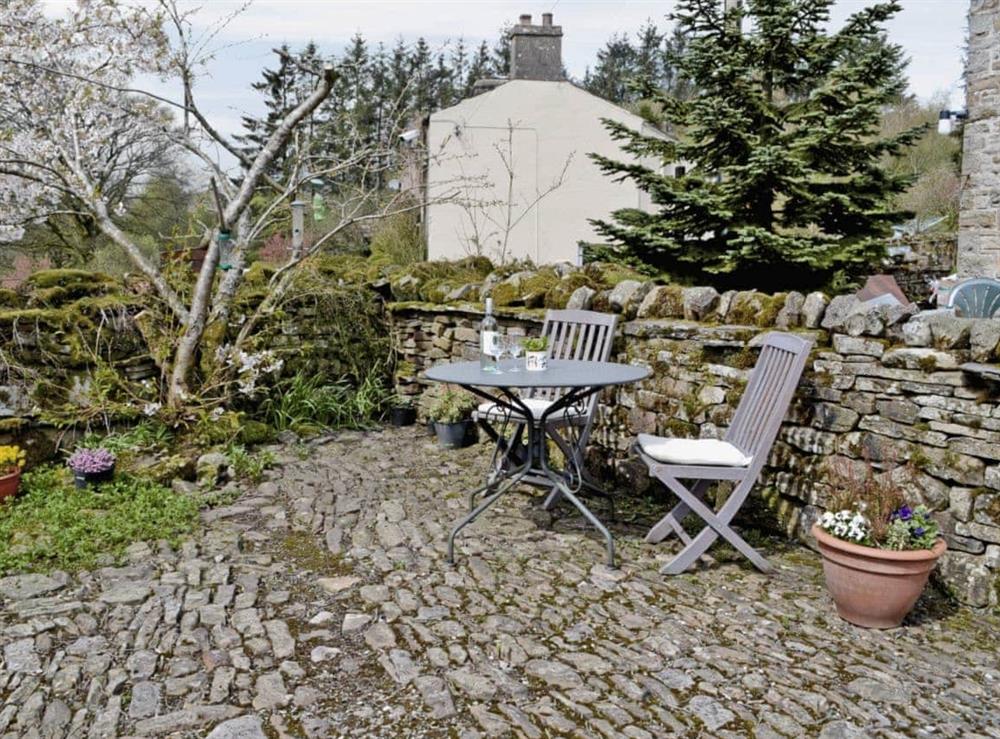Sitting-out-area at Greystones Cottage in Simonstone, Nr Hawes, Yorkshire Dales