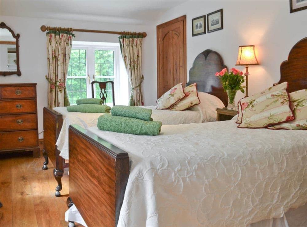 Twin bedroom at Groom’s Cottage in Webbery, Nr Bideford, North Devon., Great Britain