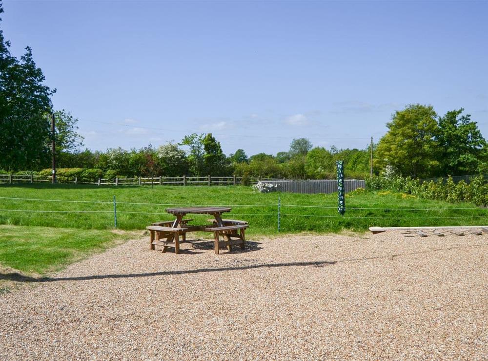 Seating area at Grove Bungalow in Dallinghoo, near Woodbridge, Suffolk