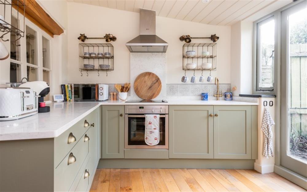 The stylish kitchen at Gull Cottage in Slapton
