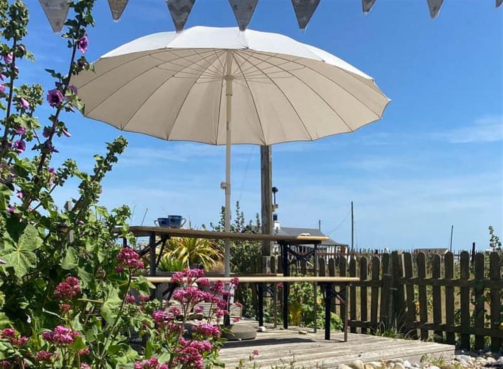 Outdoor area at Gull House in Dungeness, Kent