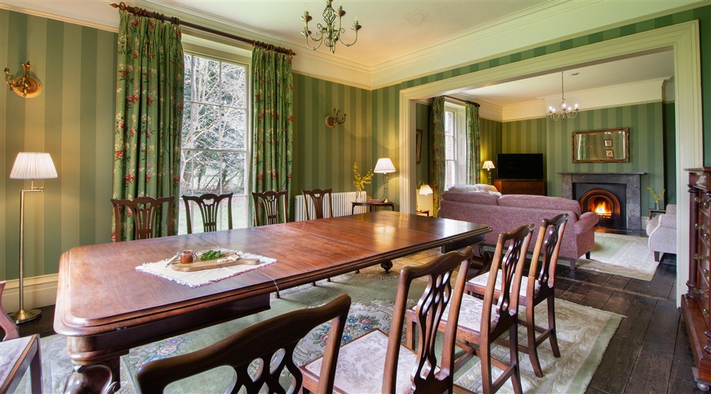 The sitting and dining room at Gunby Old Rectory in Skegness, Lincolnshire