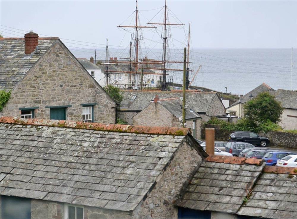 Tall Ship in the harbour at Gwel-An-Porth in Charlestown, St Austell, Cornwall., Great Britain