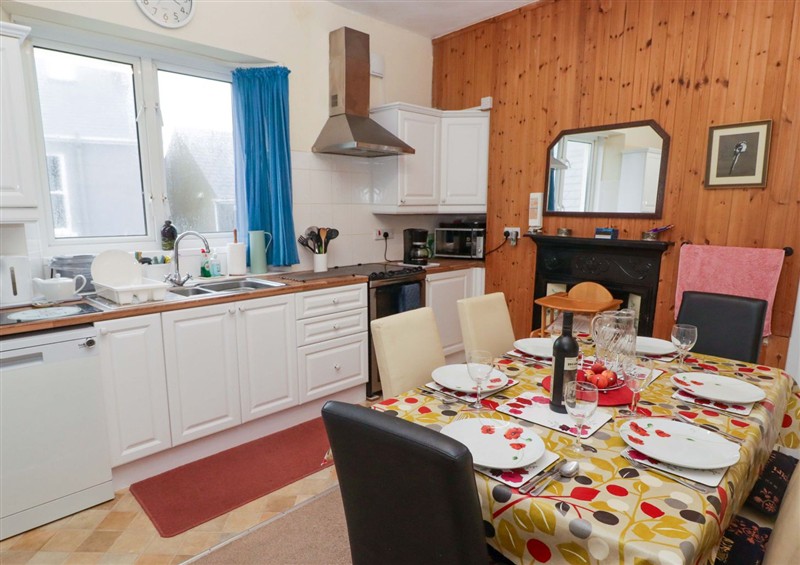 This is the kitchen at Gwylan Maisonette, Tenby