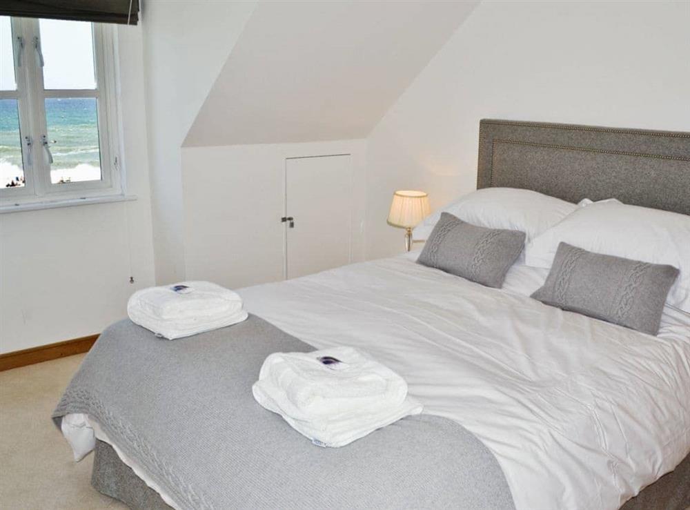 Double bedroom at Gylly Beach View in Falmouth, Cornwall