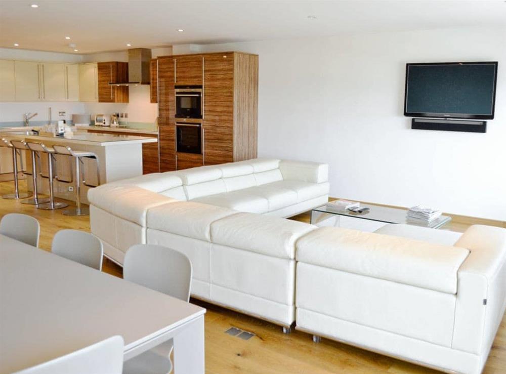 Open plan living/dining room/kitchen (photo 2) at Gylly Beach View in Falmouth, Cornwall