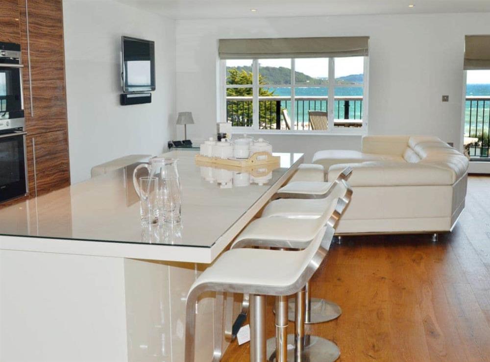 Open plan living/dining room/kitchen (photo 4) at Gylly Beach View in Falmouth, Cornwall
