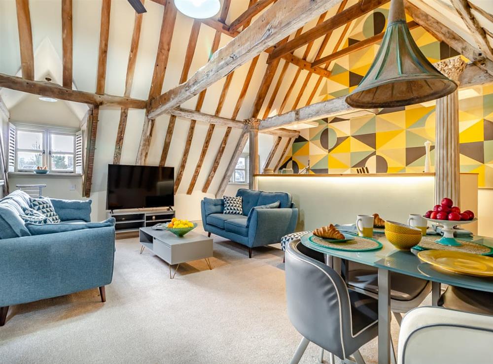 Open plan living space at Haberdashers Loft in Bungay, Suffolk