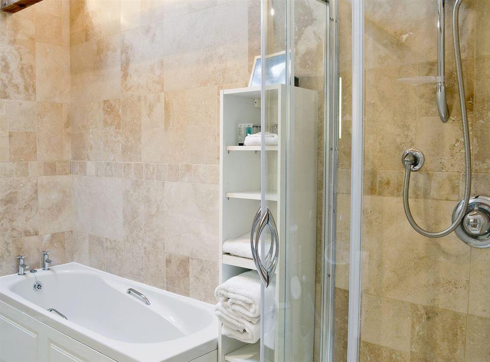 Modern bathroom with separate shower cubicle at Haddock’s Nook in Aldwark, near Alne, North Yorkshire