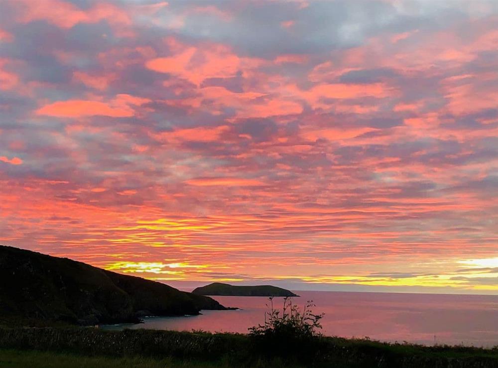 Sunset at Mwnt beach at Hafan Gwyn in Felinwynt, near Cardigan, Dyfed